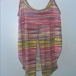 Earthbound colorful flowy peekaboo belly tank top size XL